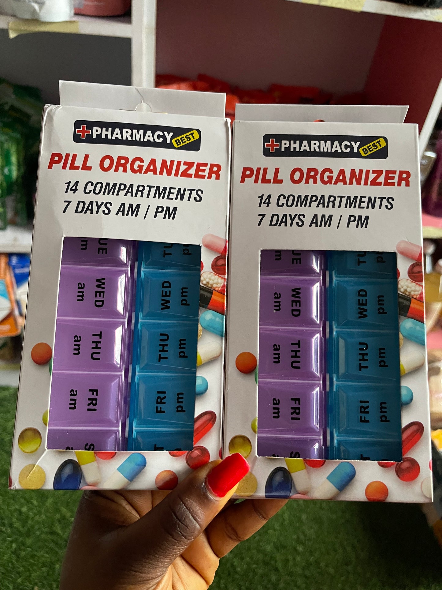PILLS & supplements organizer| 14 compartments | 7DAYS am and pm