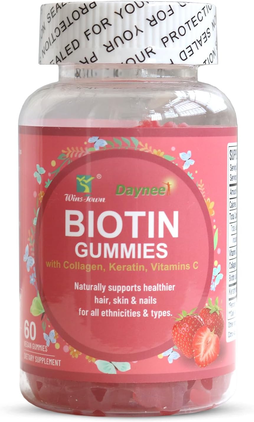 DAYNEE BIOTIN GUMMIES with Collagen, Keratin & Vitamin C |60 Vegan Gummies| BB: 02/27/2026