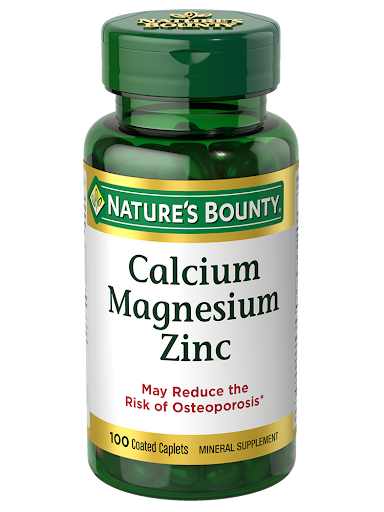 NATURE BOUNTY'S CALCIUM, MAGNESIUM AND ZINC MINERAL SUPPLEMENT|100 TABLETS|BB: 07/2026