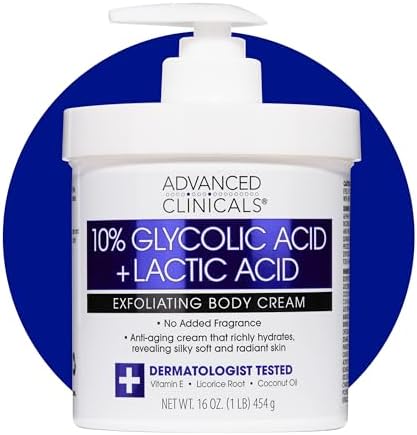 ADVANCED CLINICALS 10% GLYCOLIC + LACTIC ACID EXFOLIATING CREAM 454g