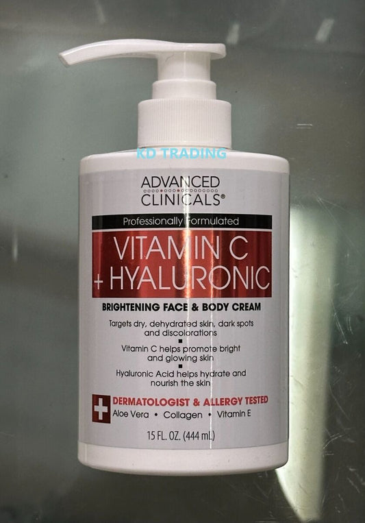 ADVANCED CLINICALS VITAMIN C + HYALURONIC BRIGHTENING CREAM 444ml