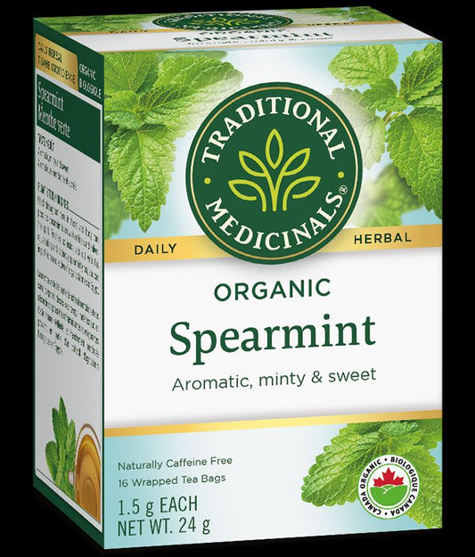 TRADITIONAL MEDICINALS ORGANIC SPEARMINT TEA | 16 TEAS BAGS | EXP DATE: May 2027