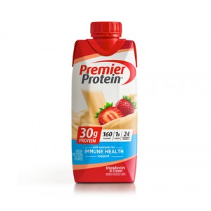 Premier Protein Shake | Strawberries & cream Flavor | 30g of protein per bottle | 150g calories| 325ml per bottle. EXP: MARCH 2026.